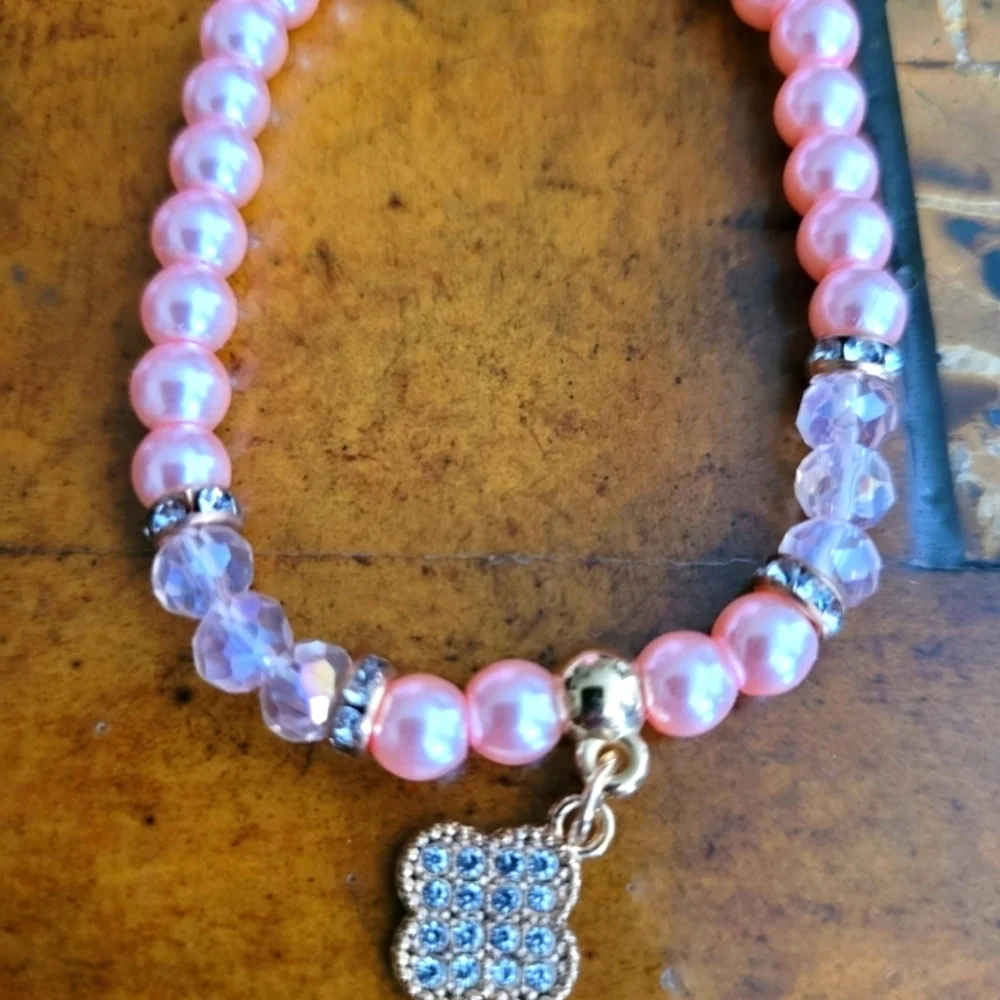 Elegant Pink Beaded Bracelet Set